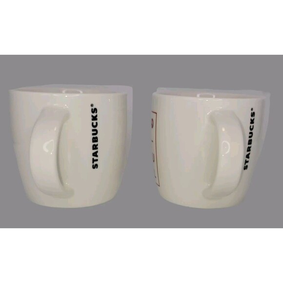 Starbucks Set of 2 JOYFUL 14 oz Coffee Tea Mug Cup Peace Christmas - Picture 4 of 6